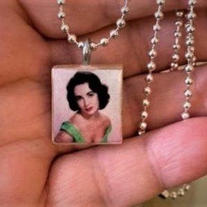 (2/$12, 4/$20) Elizabeth Taylor Scrabble Tile Necklace